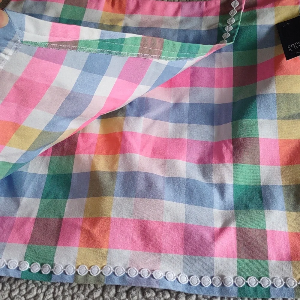 NWT Crown & Ivy Pastel Plaid Skort 16W